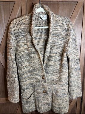 Vintage MR. JON Italy Heavy Knit Shawl Collar Cardigan Sweater Neutral S/M